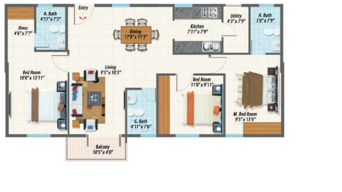 3 BHK Flat for Sale of Built-up 1399 Sq.ft in Urban Ecospace Sarjapur Bangalore by Nuthana 3 BHK Flat for Sale of Built-up 1399 Sq.ft in Urban Ecospace Sarjapur Bangalore by Nuthana