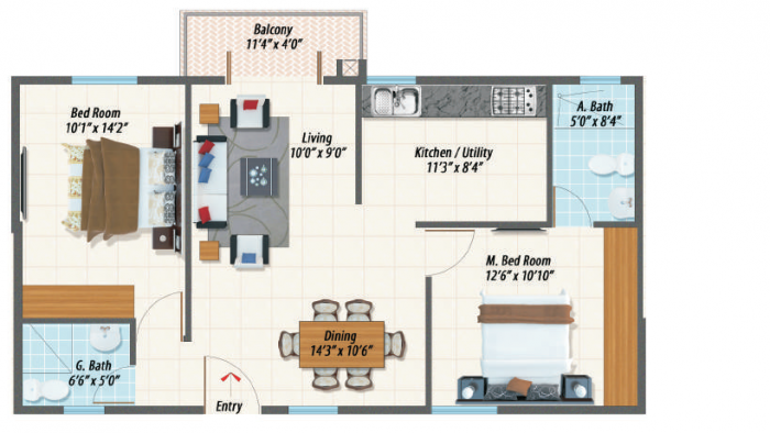 2 BHK Flat for Sale of Built-up 1068 Sq.ft in Urban Ecospace Sarjapur Bangalore by Nuthana 2 BHK Flat for Sale of Built-up 1068 Sq.ft in Urban Ecospace Sarjapur Bangalore by Nuthana