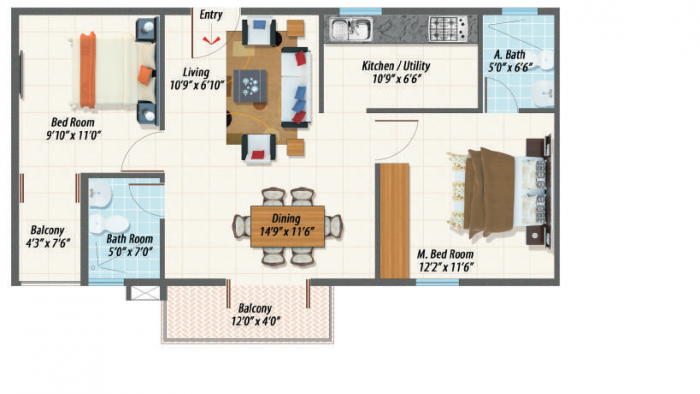 2 BHK Flat for Sale of Built-up 1017 Sq.ft in Urban Ecospace Sarjapur Bangalore by Nuthana 2 BHK Flat for Sale of Built-up 1017 Sq.ft in Urban Ecospace Sarjapur Bangalore by Nuthana