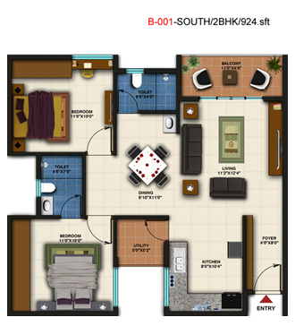 2 BHK Flat for Sale of Built-up 924 Sq.ft in AMR Oaks Chandapura Circle Bangalore by Nethra 2 BHK Flat for Sale of Built-up 924 Sq.ft in AMR Oaks Chandapura Circle Bangalore by Nethra