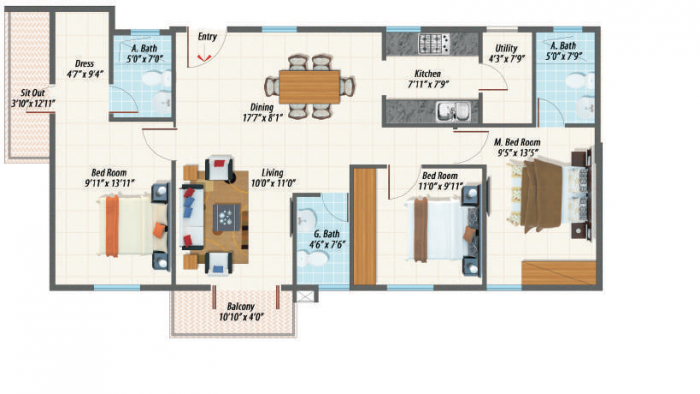 3 BHK Flat for Sale of Built-up 1467 Sq.ft in Urban Ecospace Sarjapur Bangalore by Sangeetha 3 BHK Flat for Sale of Built-up 1467 Sq.ft in Urban Ecospace Sarjapur Bangalore by Sangeetha
