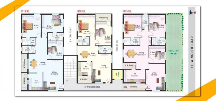 3 BHK Flat for Sale of Built-up 1715 Sq.ft in Manasa Sarovar Apartments Banjara Hills Hyderabad by Janakiram 3 BHK Flat for Sale of Built-up 1715 Sq.ft in Manasa Sarovar Apartments Banjara Hills Hyderabad by Janakiram